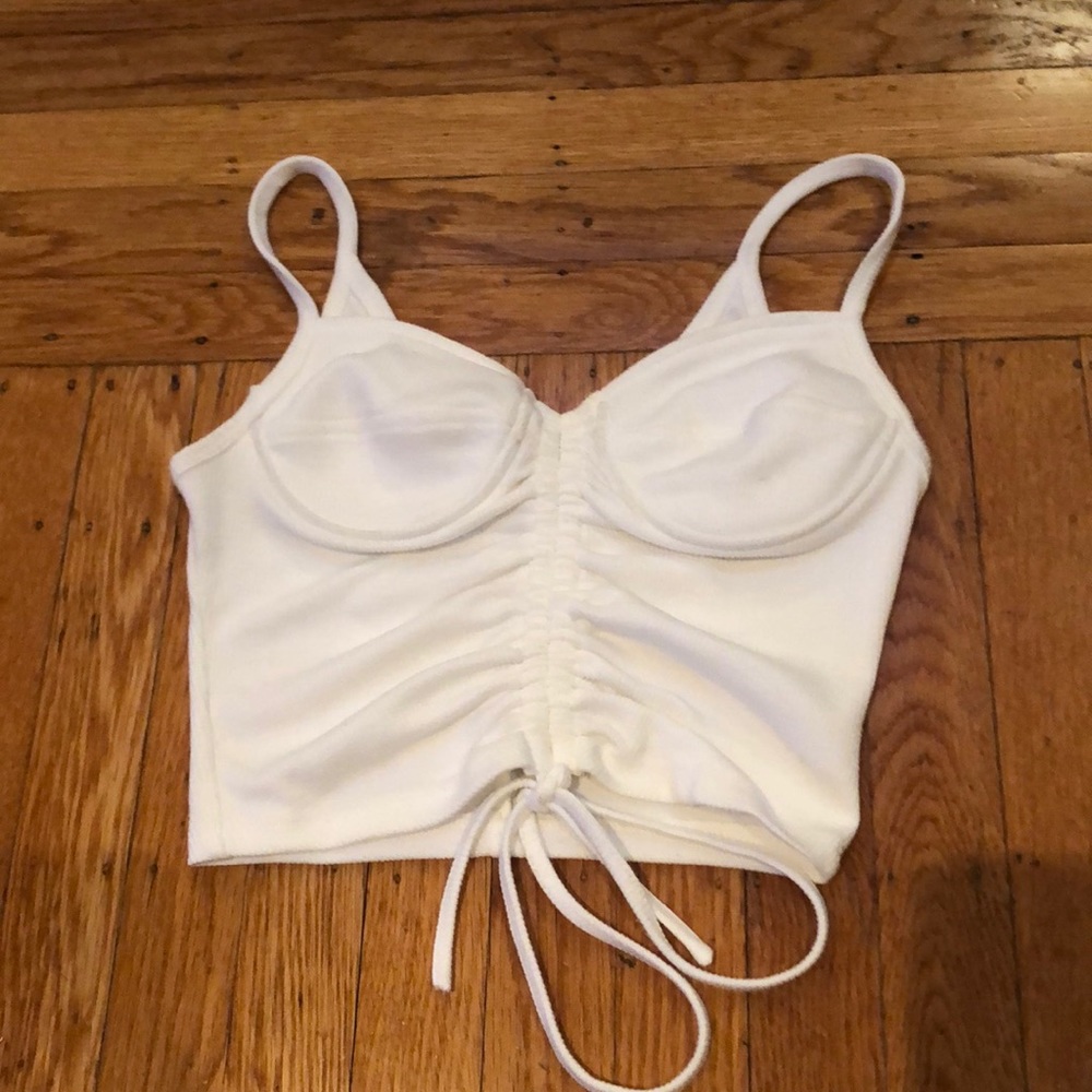 White cupped crop top